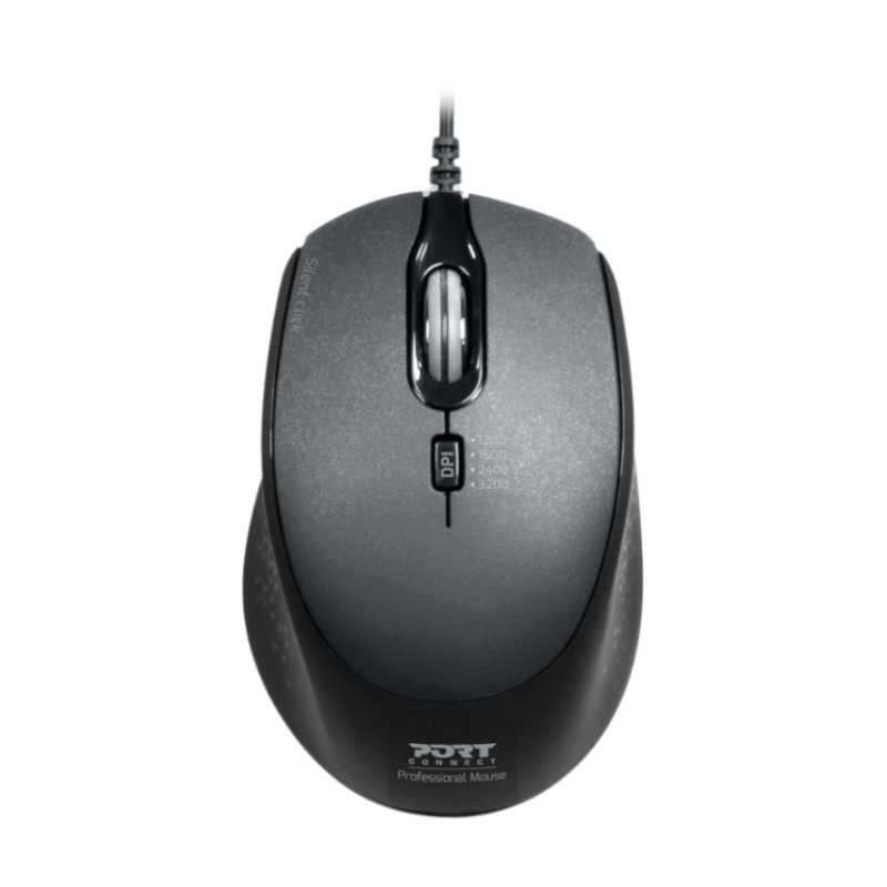 Port Connect Wired USB|Type-C 3600DPI Mouse - Black