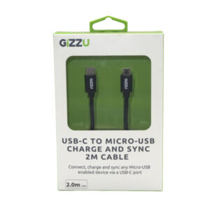 GIZZU USB-C to Micro USB 2m Cable Black