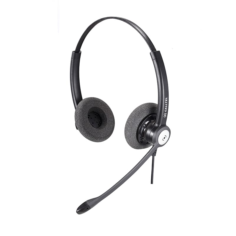 Calltel HW333N Stereo-Ear Headset - Noise-Cancelling Mic - Quick Disconnect Connector
