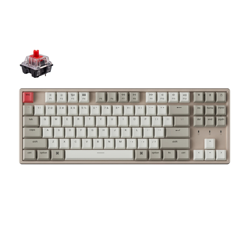 KeyChron K8 87 Key Keychron Aluminium Frame Mechanical Keyboard Non-Backlit Red Switches
