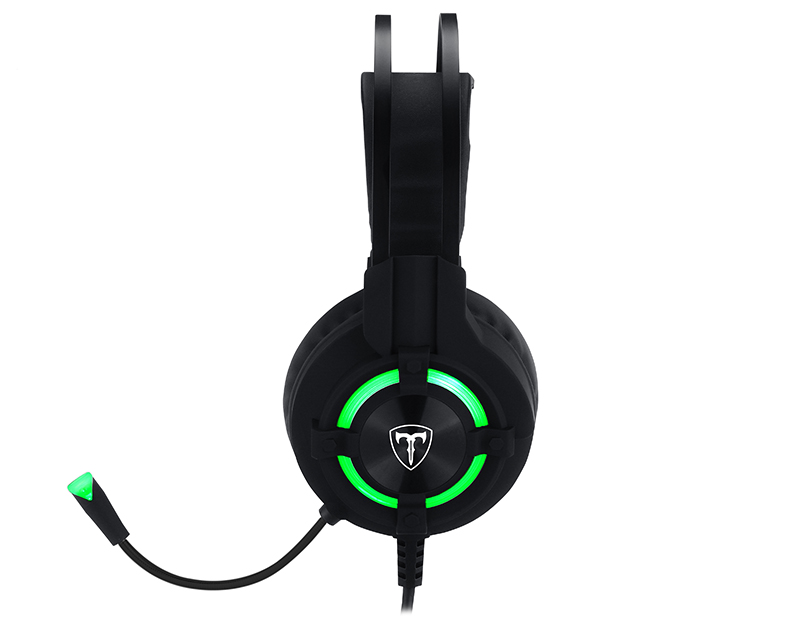 T-Dagger Andes Green Lighting|210cm Cable|USB|Omni-Directional Luminous Gooseneck Mic|40mm Bass Driver|Stereo Gaming Headset - Black/Green